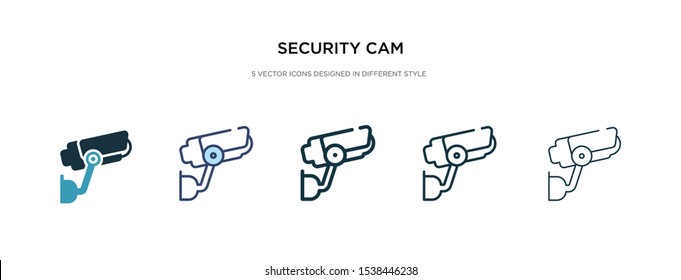 security cam icon in different style vector illustration. two colored and black security cam vector icons designed in filled, outline, line and stroke style can be used for web, mobile, ui