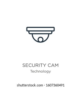 Security cam icon. Thin linear security cam outline icon isolated on white background from technology collection. Line vector sign, symbol for web and mobile