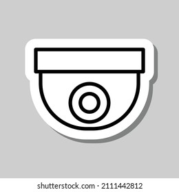 Sicherheitscam einfaches Symbol. Flaches Design. Aufkleber mit Schatten auf grauem Hintergrund.ai