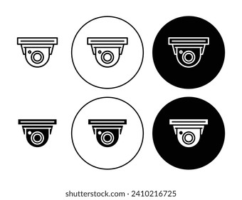 Security Cam Vector Illustration Set. CCTV surveillance dome sign suitable for apps and websites UI design style.