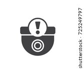Security camera alert icon vector, filled flat sign, solid pictogram isolated on white. Dome camera with exclamation mark symbol, logo illustration.