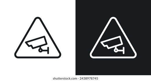 Señal de alerta de cámara de seguridad. Advertencia de vigilancia de CCTV. Icono de supervisión de privacidad