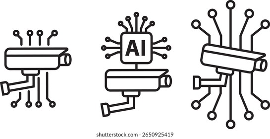 security camera artificial intelligence ai circuit board icon vector image