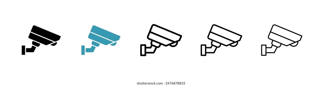 Security Camera black liner icon collection