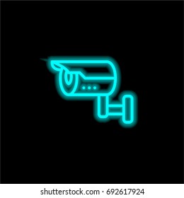 Security camera blue glowing neon ui ux icon. Glowing sign logo vector