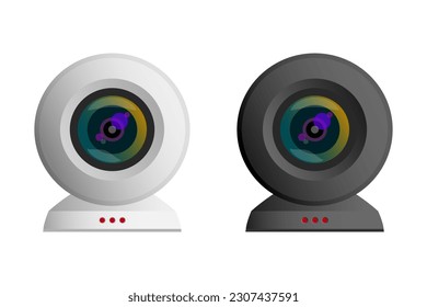 Security camera or CCTV anti crime and theft, Smart devices, Gadgets technology, Mock-up front view for website presentation, Personal security system and Internet protocol camera inside the building.