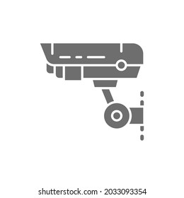 Cámara de seguridad, CCTV, icono gris del sistema de protección residencial de seguridad.