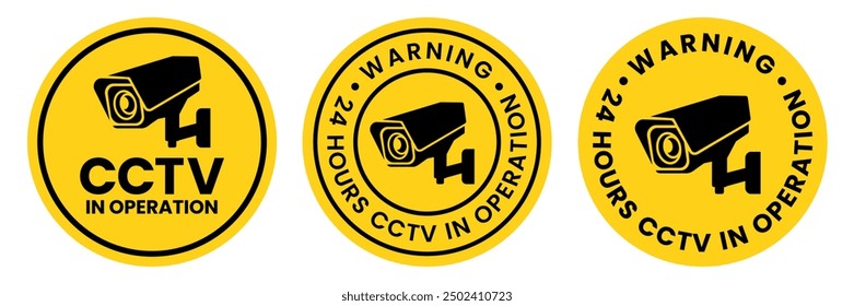 Cámara de seguridad o señal de CCTV, logotipo, insignia, icono, etiqueta engomada, etiqueta, emblema, sello, símbolo, negro, línea, Vector plano, ilustración aislada. Cámara de seguridad o CCTV para la calle, el hogar y el concepto de construcción.