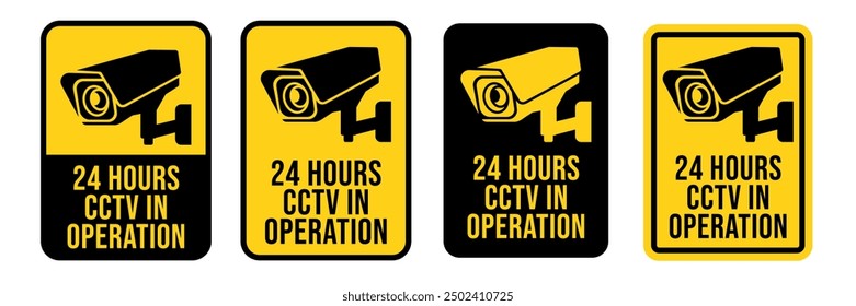 Security Camera or cctv sign, logo, badge, icon, sticker, label, emblem, stamp, symbol, black, line, flat vector, isolated illustration. Security Camera or cctv for street, home and building concept.