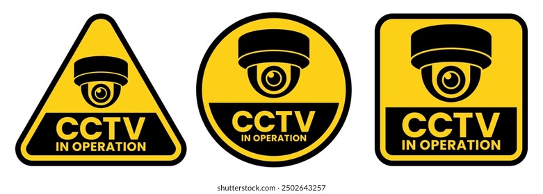 Cámara de seguridad o señal de CCTV, logotipo, insignia, icono, etiqueta engomada, etiqueta, emblema, sello, símbolo, negro, línea, Vector plano, ilustración aislada. Cámara de seguridad o CCTV para la calle, el hogar y el concepto de construcción.