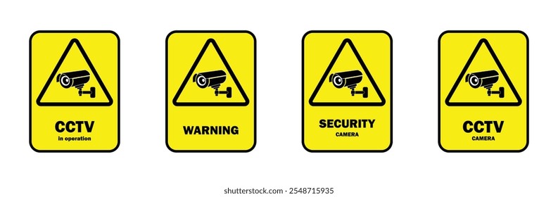 Security Camera or cctv sign, logo, badge, icon, sticker, label, emblem, stamp, symbol, black, line, flat vector, isolated illustration. Security Camera or cctv for street, home and building concept.
