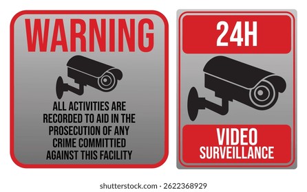 Security Camera or cctv sign, logo, badge, icon, sticker, label, emblem, stamp, symbol, black, line, flat vector, isolated illustration. Security Camera or cctv for street, home and building concept	