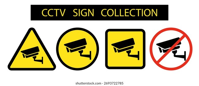 Security Camera or cctv sign, logo, badge, icon, sticker, label, emblem, stamp, symbol, video surveillance