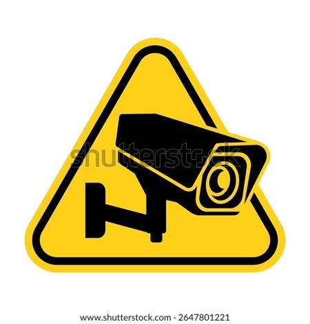 Security Camera or cctv sign, logo, badge, icon, sticker, label, emblem, stamp, symbol, black, line, flat vector, isolated illustration. Security Camera or cctv for street, home and building concept.
