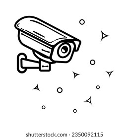 Sicherheitskamera. CCTV-Überwachungssystem. Überwachung, Wachausrüstung, Einbruch oder Raubüberfall. Vektorgrafik einzeln auf weißem Hintergrund.