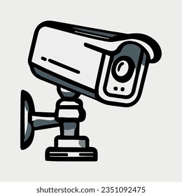Sicherheitskamera. CCTV-Überwachungssystem. Überwachung, Wachausrüstung, Einbruch oder Raubüberfall. Vektorgrafik einzeln auf grauem Hintergrund.