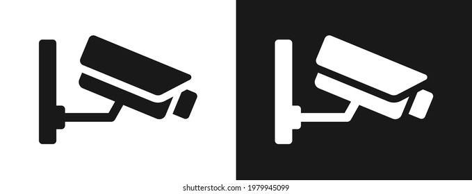 Security camera CCTV vector icon illustration in black and white design.