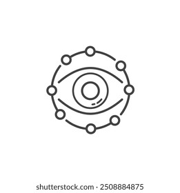 Security camera in the circle line icon isolated on background view outline icon glance logo icon. focus eye contact icon vision sign symbol on white background