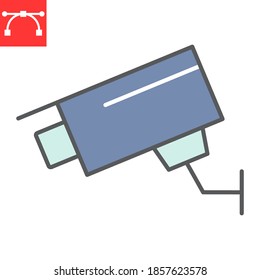 Icono de línea de color de la cámara de seguridad, seguridad y cctv, imágenes vectoriales de signo de la cámara de vigilancia, icono de contorno relleno de trazo editable, eps 10