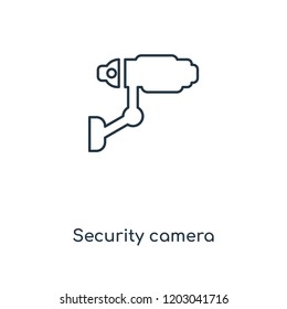 Security camera concept line icon. Linear Security camera concept outline symbol design. This simple element illustration can be used for web and mobile UI/UX.