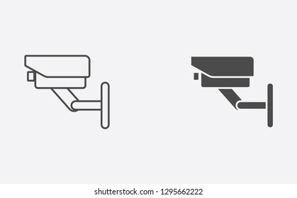 Security camera filled and outline vector icon sign symbol