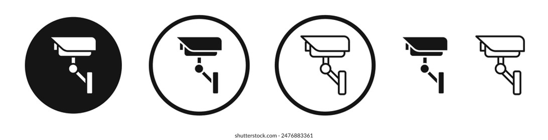 Conjunto de iconos de línea plana de cámara de seguridad.