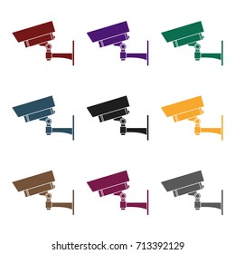 Security camera icon in black style isolated on white background. Museum symbol stock vector illustration.