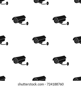Security camera icon in black style isolated on white background. Supermarket symbol stock vector illustration.