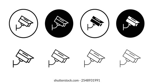 Icono de cámara de seguridad Vector de contorno en blanco y negro