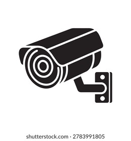 Security camera icon with black and white security surveillance monitoring