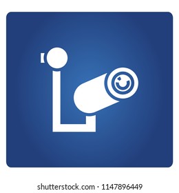 security camera icon, CCTV sign in blue background