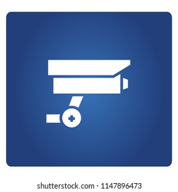security camera icon, CCTV sign in blue background