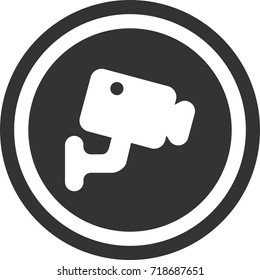 Security camera icon, dark circle sign design