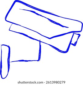 security camera icon in doodle style. blue line doodle icon
