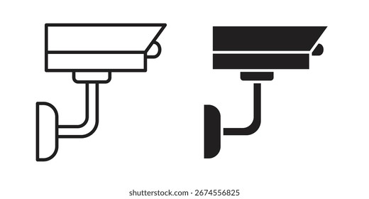 Ícone de câmera de segurança em estilo na moda plana e do forro para designs de interface do usuário do aplicativo