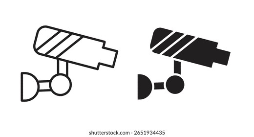 Security camera icon. Flat and stroke versions. Graphic elements.
