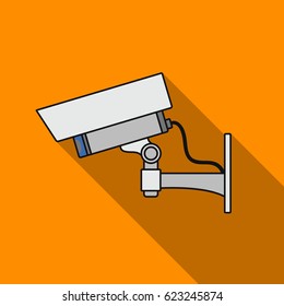Security camera icon in flat style isolated on white background. Museum symbol stock vector illustration.