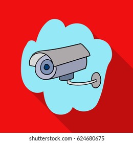 Security camera icon in flate style isolated on white background. Supermarket symbol stock vector illustration.