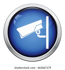 Security camera icon. Glossy button design. Vector illustration.