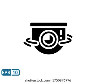 Sicherheitskamera-Symbol im Stil von Glyph. Vektorgrafik für Grafikdesign, Website, Benutzeroberfläche einzeln auf weißem Hintergrund. EPS10