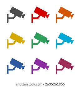 Security camera icon isolated on white background. Set icons colorful