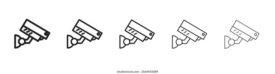 Colección del Vector del arte de la línea del icono de la cámara de seguridad sobre fondo blanco