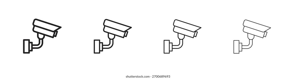 Diseño de línea de icono de cámara de seguridad. conjunto de iconos de Vector de línea delgada.