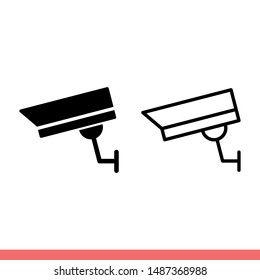 Security camera icon in modern flat design isolated on white background, secure vector illustration for web site or mobile app