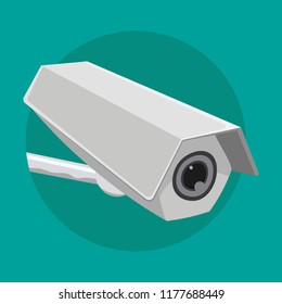 Security camera icon in monochrome style.Parking zone symbol stock vector illustration.