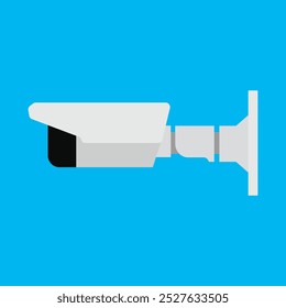 Security camera icon on a blue background, video surveillance, cctv sign. Surveillance camera,monitoring, safety home protection system. Fixed CCTV, Modern Security Camera Icon -Vector Illustration. 