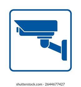 Security camera icon on a blue, video surveillance, cctv sign. Surveillance camera,monitoring, safety home protection system. Fixed CCTV, Security Camera Icon Vector Template Illustration Design.