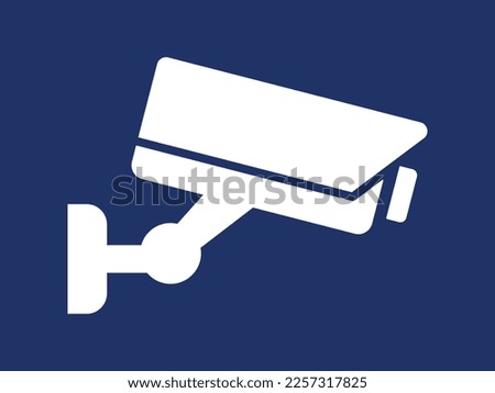 Security camera icon on blue, video surveillance, cctv sign. Surveillance camera,monitoring, safety home protection system. Fixed CCTV, Security Camera Icon Vector Template Illustration Design. 