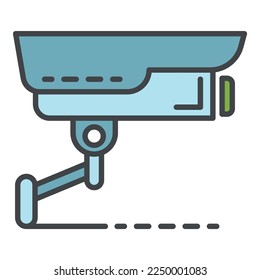 Security camera icon. Outline security camera vector icon color flat isolated on white