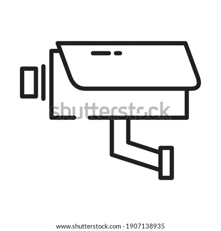 security camera icon over white background, half line style, vector illustration